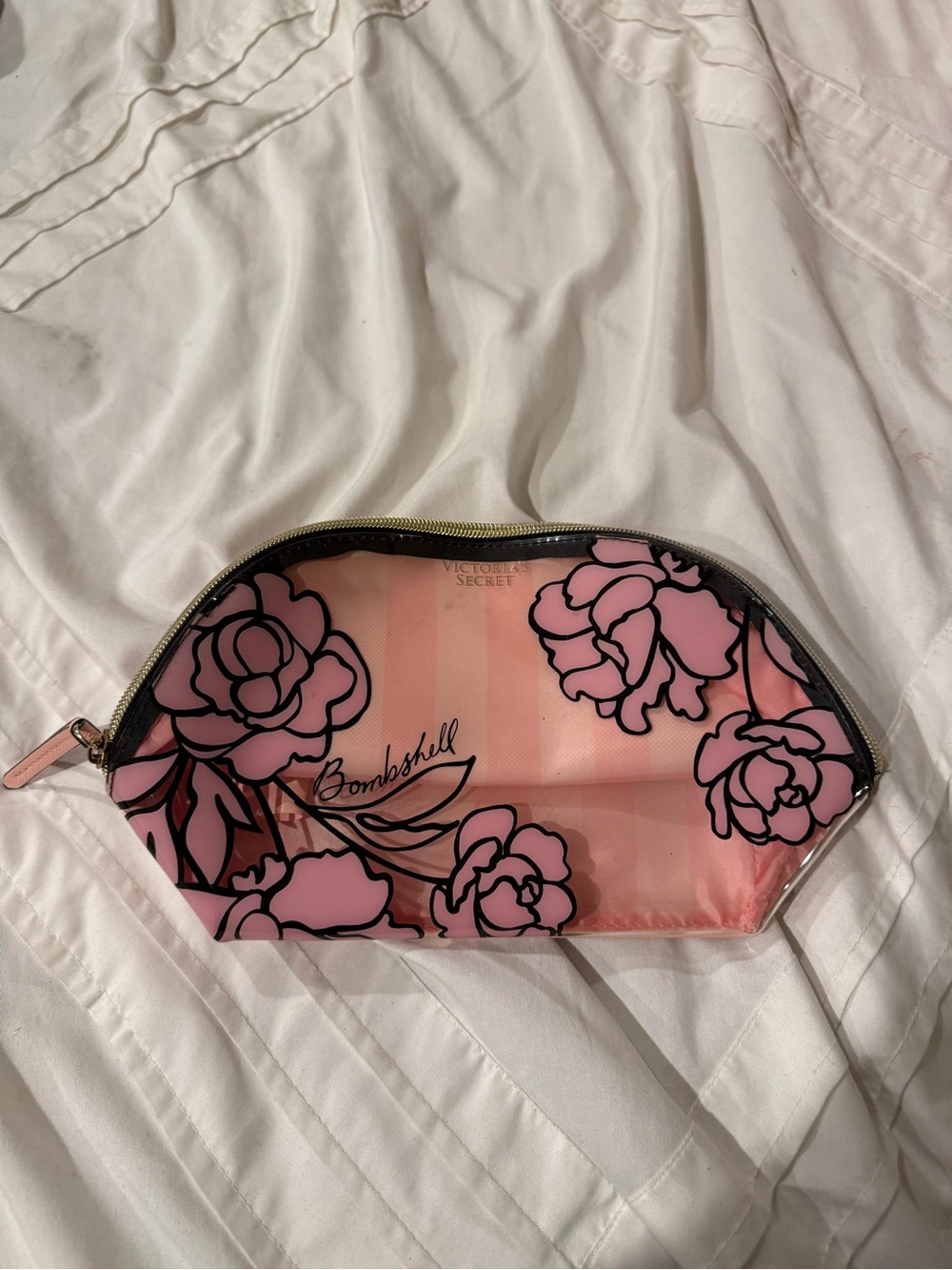 Victoria's Secret Pink Floral Bombshell Clear Cosmetic Pouch